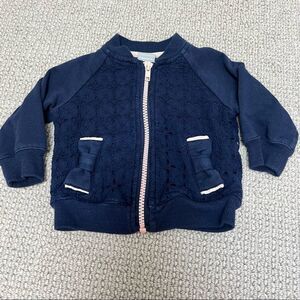 🍭4/$20 Tahari Baby Navy Floral Cutout Zip Bow Jacket for Baby Girl - 3-6 m